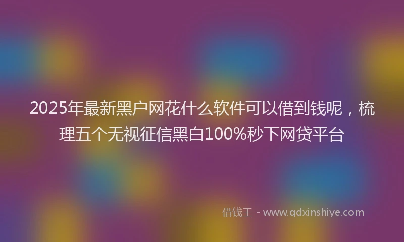 2025年最新黑户网花什么软件可以借到钱呢，梳理五个无视征信黑白100%秒下网贷平台