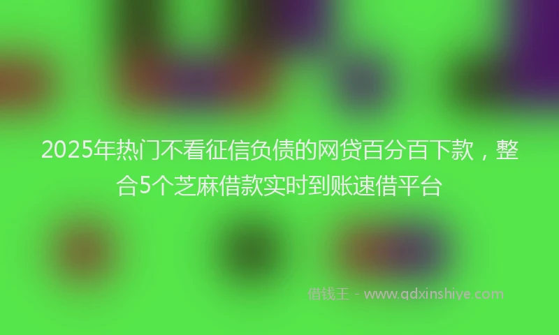 2025年热门不看征信负债的网贷百分百下款，整合5个芝麻借款实时到账速借平台