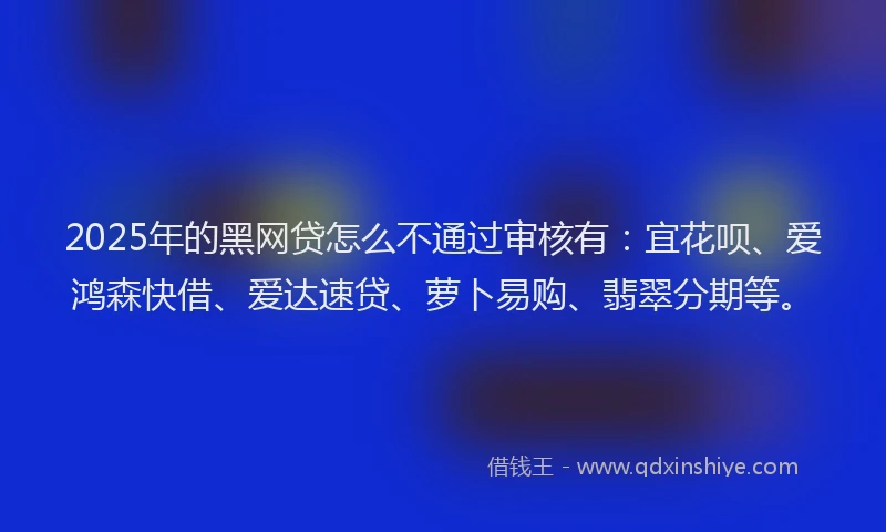 2025年的黑网贷怎么不通过审核有：宜花呗、爱鸿森快借、爱达速贷、萝卜易购、翡翠分期等。
