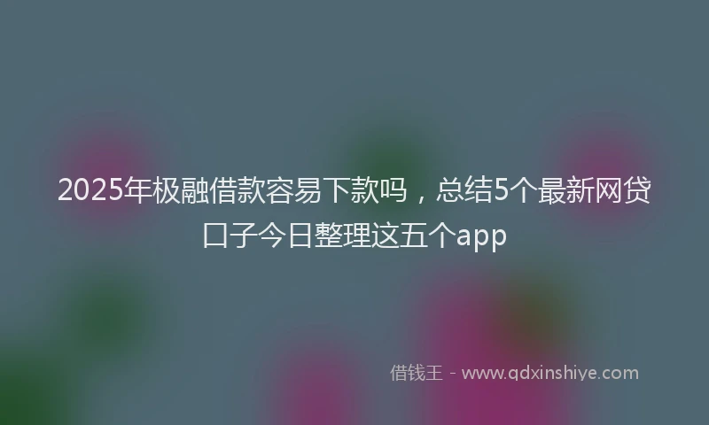 2025年极融借款容易下款吗，总结5个最新网贷口子今日整理这五个app