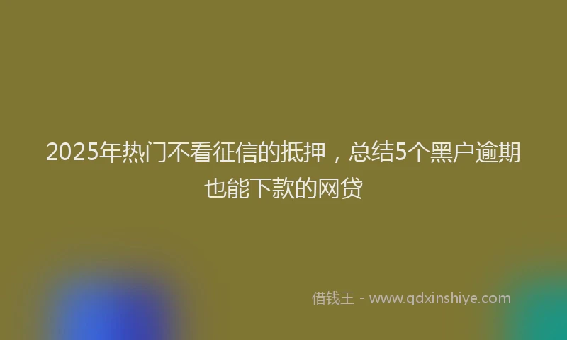 2025年热门不看征信的抵押，总结5个黑户逾期也能下款的网贷