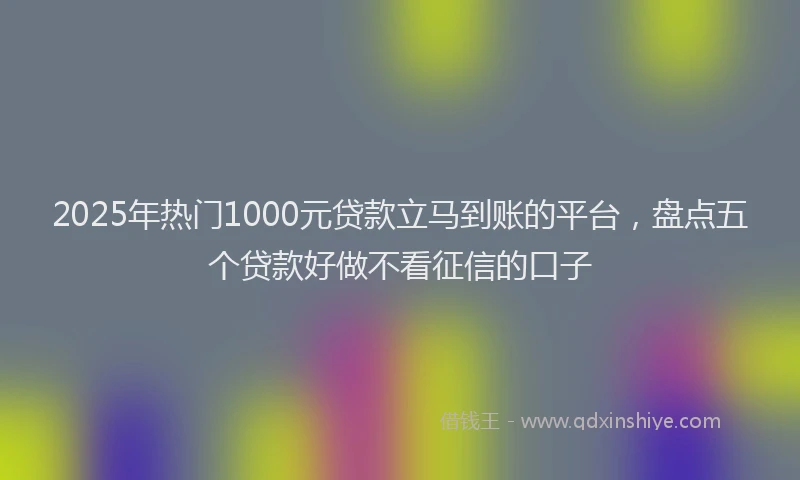 2025年热门1000元贷款立马到账的平台，盘点五个贷款好做不看征信的口子