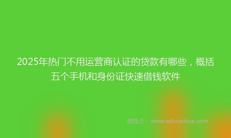 2025年热门不用运营商认证的贷款有哪些，概括五个手机和身份证快速借钱软件