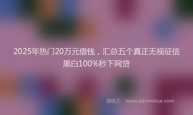 2025年热门20万元借钱，汇总五个真正无视征信黑白100%秒下网贷