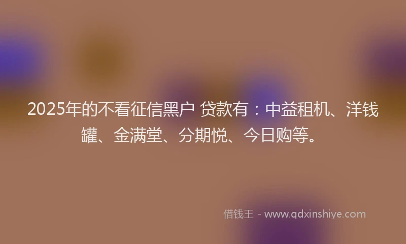 2025年的不看征信黑户 贷款有：中益租机、洋钱罐、金满堂、分期悦、今日购等。