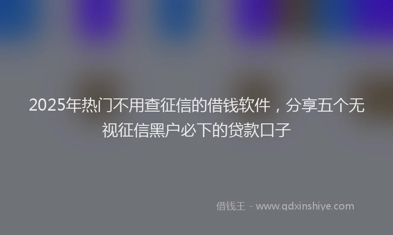 2025年热门不用查征信的借钱软件，分享五个无视征信黑户必下的贷款口子