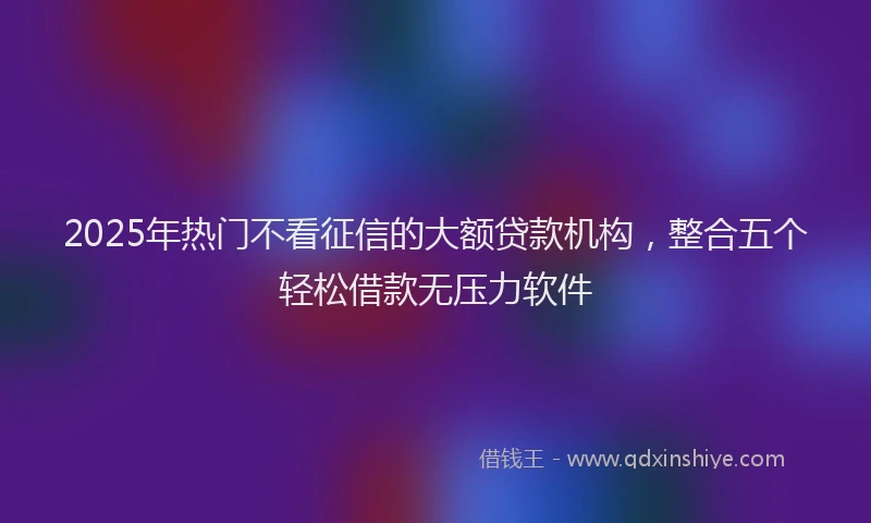 2025年热门不看征信的大额贷款机构，整合五个轻松借款无压力软件