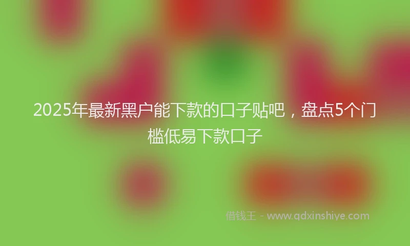 2025年最新黑户能下款的口子贴吧，盘点5个门槛低易下款口子