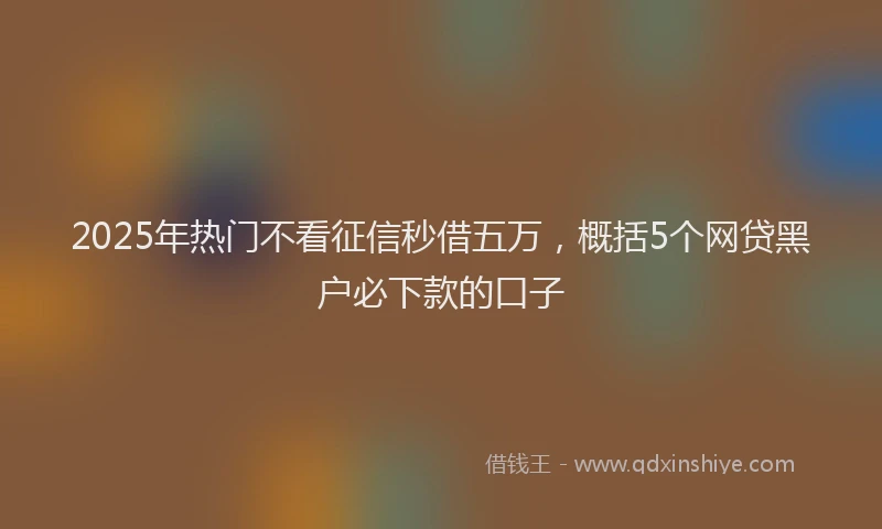 2025年热门不看征信秒借五万，概括5个网贷黑户必下款的口子