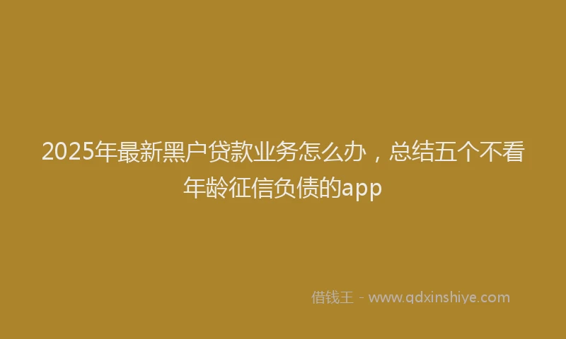2025年最新黑户贷款业务怎么办，总结五个不看年龄征信负债的app