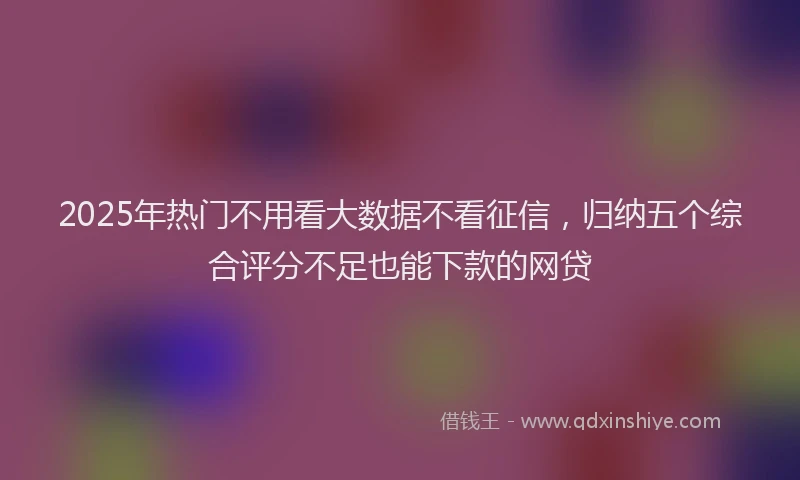 2025年热门不用看大数据不看征信，归纳五个综合评分不足也能下款的网贷
