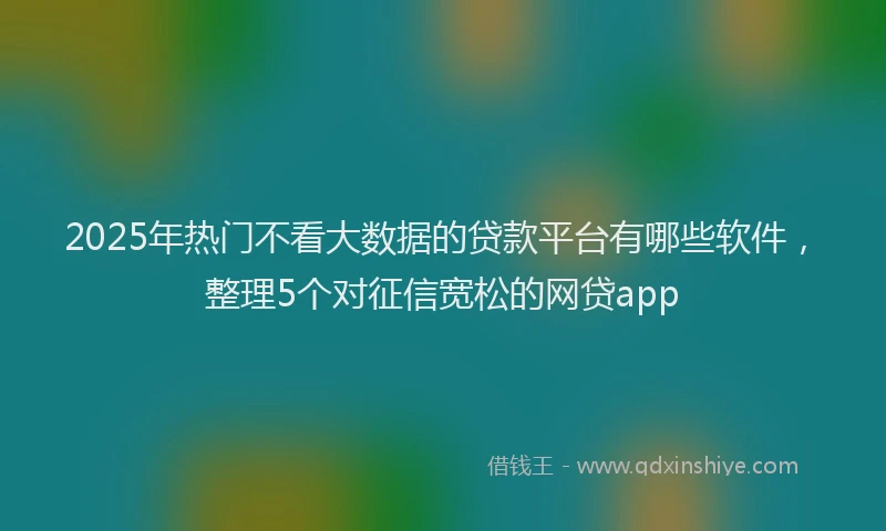 2025年热门不看大数据的贷款平台有哪些软件，整理5个对征信宽松的网贷app