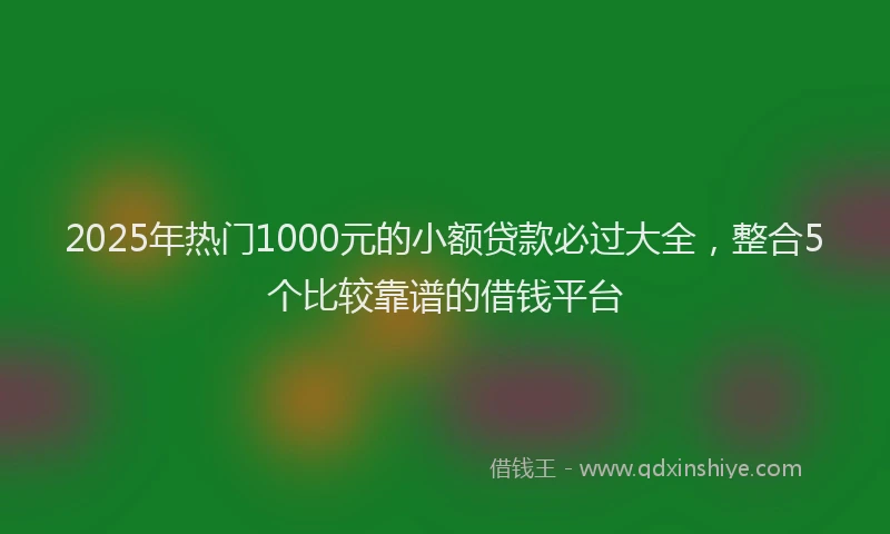 2025年热门1000元的小额贷款必过大全，整合5个比较靠谱的借钱平台