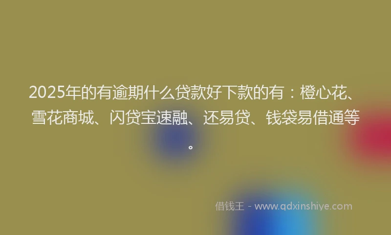 2025年的有逾期什么贷款好下款的有：橙心花、雪花商城、闪贷宝速融、还易贷、钱袋易借通等。