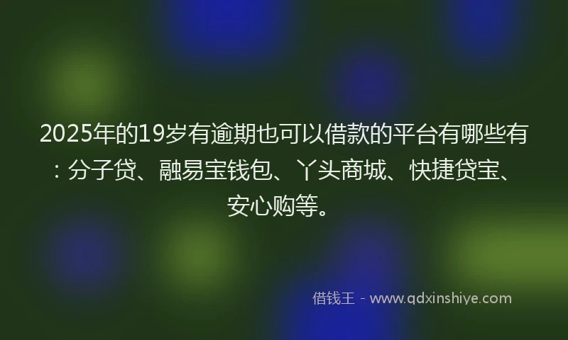 2025年的19岁有逾期也可以借款的平台有哪些有：分子贷、融易宝钱包、丫头商城、快捷贷宝、安心购等。