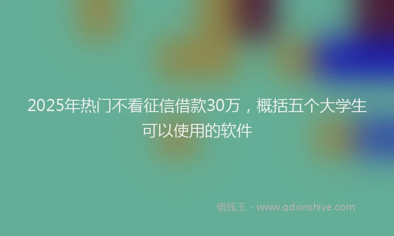 2025年热门不看征信借款30万，概括五个大学生可以使用的软件