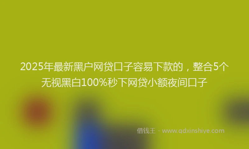 2025年最新黑户网贷口子容易下款的，整合5个无视黑白100%秒下网贷小额夜间口子