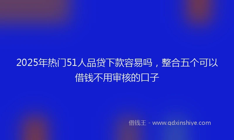 2025年热门51人品贷下款容易吗，整合五个可以借钱不用审核的口子
