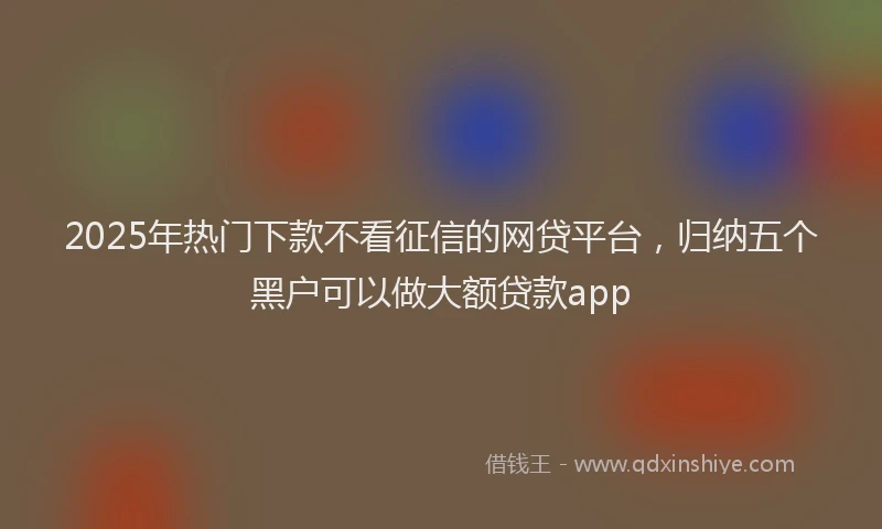 2025年热门下款不看征信的网贷平台，归纳五个黑户可以做大额贷款app