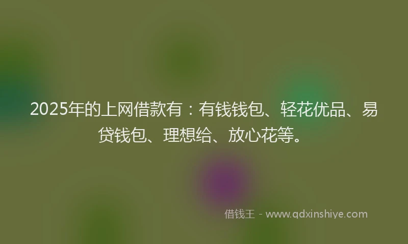 2025年的上网借款有：有钱钱包、轻花优品、易贷钱包、理想给、放心花等。