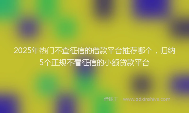 2025年热门不查征信的借款平台推荐哪个，归纳5个正规不看征信的小额贷款平台