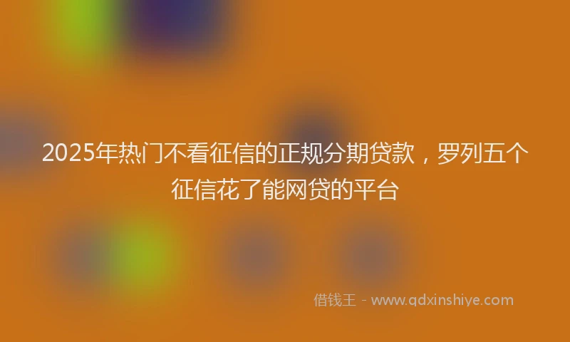 2025年热门不看征信的正规分期贷款，罗列五个征信花了能网贷的平台