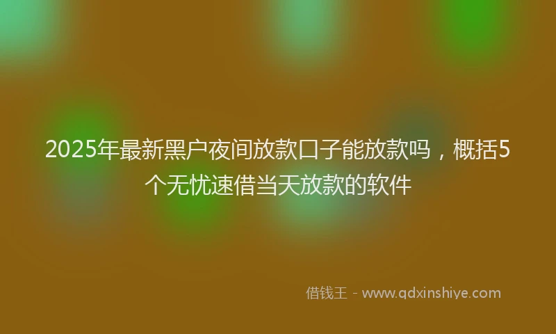 2025年最新黑户夜间放款口子能放款吗，概括5个无忧速借当天放款的软件