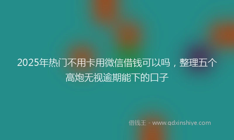 2025年热门不用卡用微信借钱可以吗，整理五个高炮无视逾期能下的口子