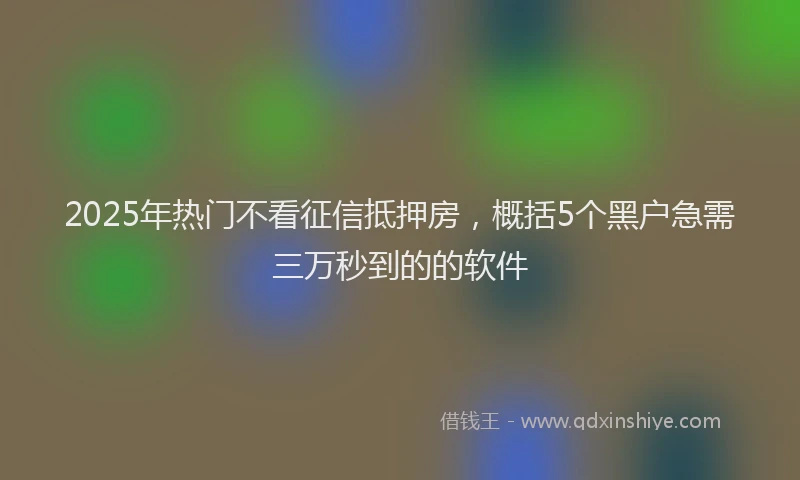 2025年热门不看征信抵押房，概括5个黑户急需三万秒到的的软件