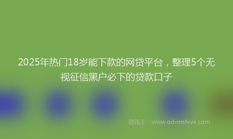 2025年热门18岁能下款的网贷平台，整理5个无视征信黑户必下的贷款口子
