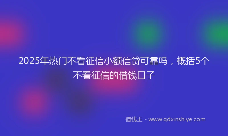 2025年热门不看征信小额信贷可靠吗,概括5个不看征信的借钱口子