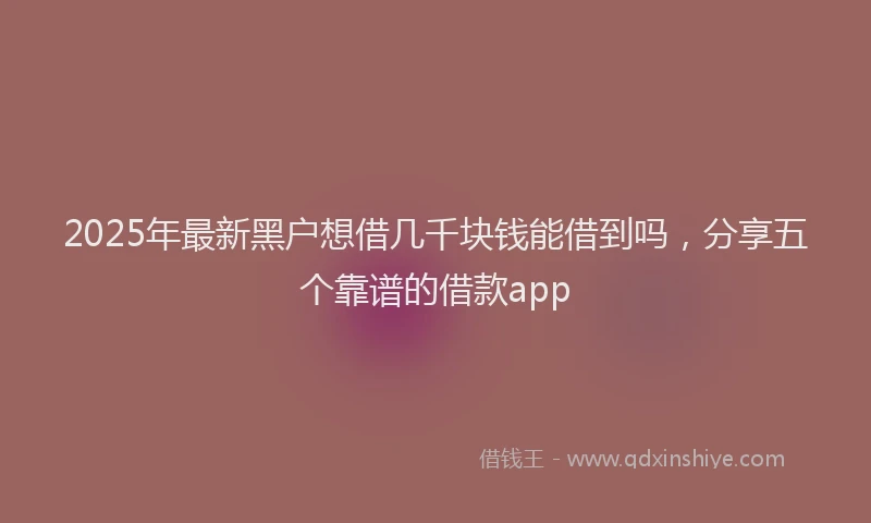 2025年最新黑户想借几千块钱能借到吗，分享五个靠谱的借款app