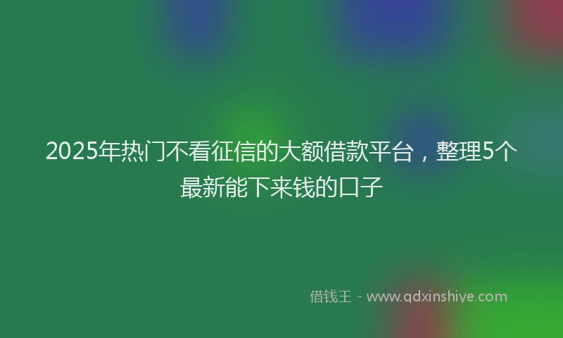 2025年热门不看征信的大额借款平台，整理5个最新能下来钱的口子