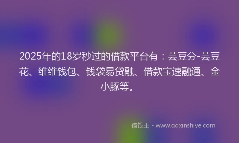 2025年的18岁秒过的借款平台有：芸豆分-芸豆花、维维钱包、钱袋易贷融、借款宝速融通、金小豚等。