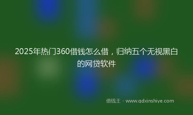 2025年热门360借钱怎么借，归纳五个无视黑白的网贷软件