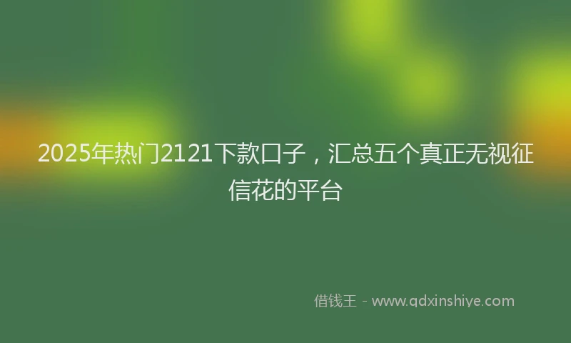 2025年热门2121下款口子，汇总五个真正无视征信花的平台