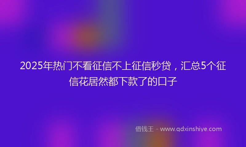 2025年热门不看征信不上征信秒贷，汇总5个征信花居然都下款了的口子