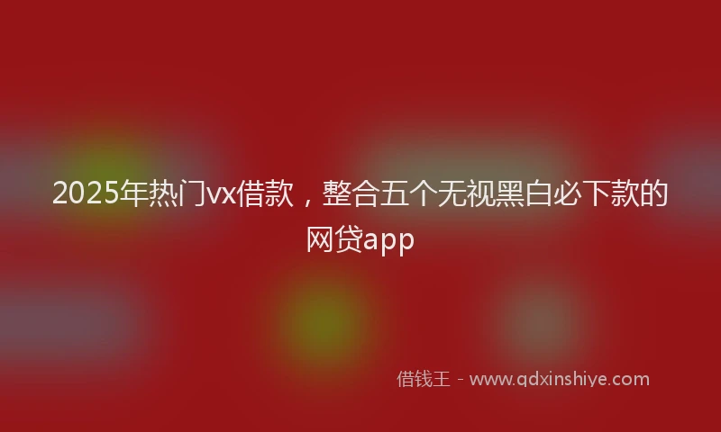 2025年热门vx借款，整合五个无视黑白必下款的网贷app