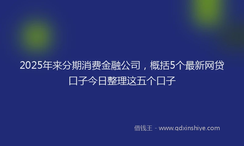 2025年来分期消费金融公司，概括5个最新网贷口子今日整理这五个口子