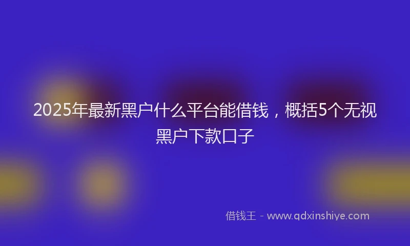 2025年最新黑户什么平台能借钱，概括5个无视黑户下款口子