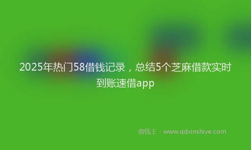 2025年热门58借钱记录，总结5个芝麻借款实时到账速借app