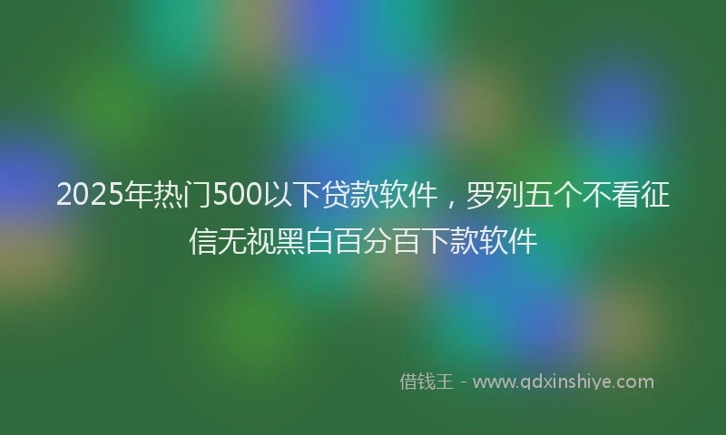 2025年热门500以下贷款软件，罗列五个不看征信无视黑白百分百下款软件