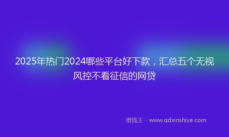 2025年热门2024哪些平台好下款，汇总五个无视风控不看征信的网贷