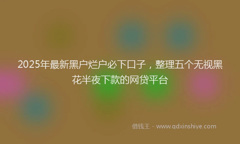 2025年最新黑户烂户必下口子，整理五个无视黑花半夜下款的网贷平台