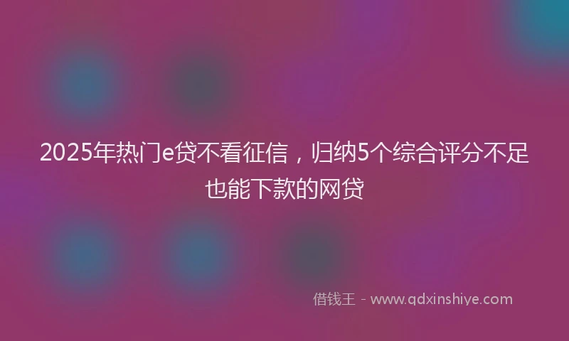 2025年热门e贷不看征信，归纳5个综合评分不足也能下款的网贷