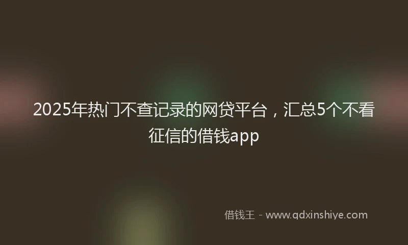 2025年热门不查记录的网贷平台，汇总5个不看征信的借钱app