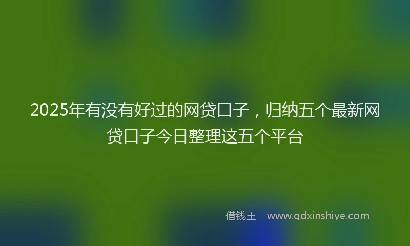 2025年有没有好过的网贷口子，归纳五个最新网贷口子今日整理这五个平台