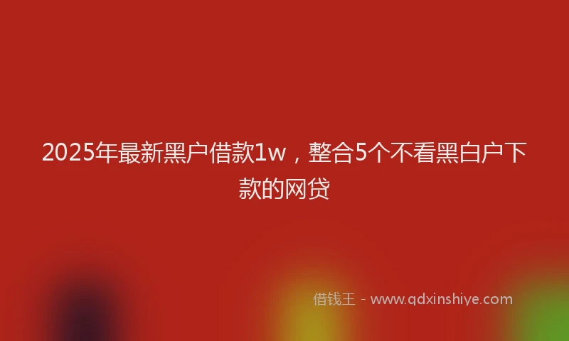 2025年最新黑户借款1w，整合5个不看黑白户下款的网贷