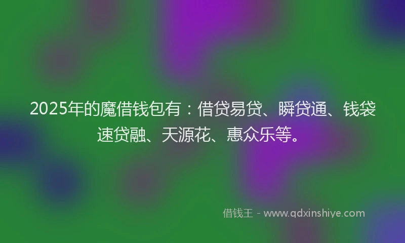 2025年的魔借钱包有：借贷易贷、瞬贷通、钱袋速贷融、天源花、惠众乐等。