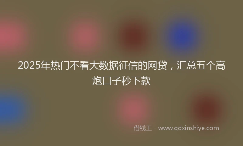 2025年热门不看大数据征信的网贷，汇总五个高炮口子秒下款
